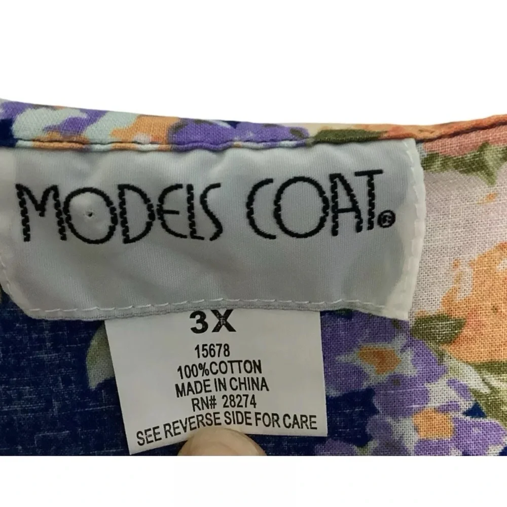 MODELS COAT House Dress Womens 3X Cotton Robe Muumuu Kaftan Pockets Pearl Snaps - Picture 8 of 10